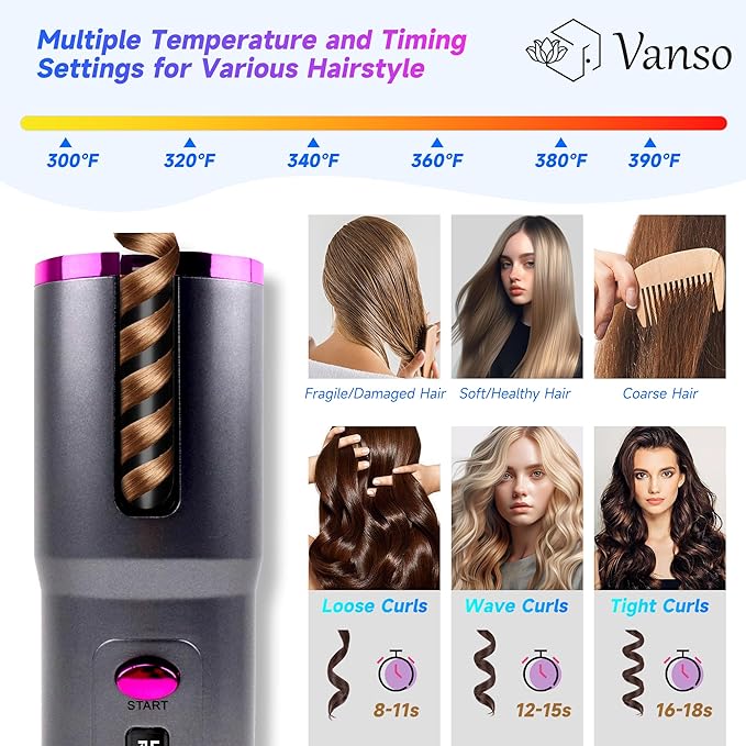 Cordless Automatic Hair Curler Curly Rotating Curling Wave