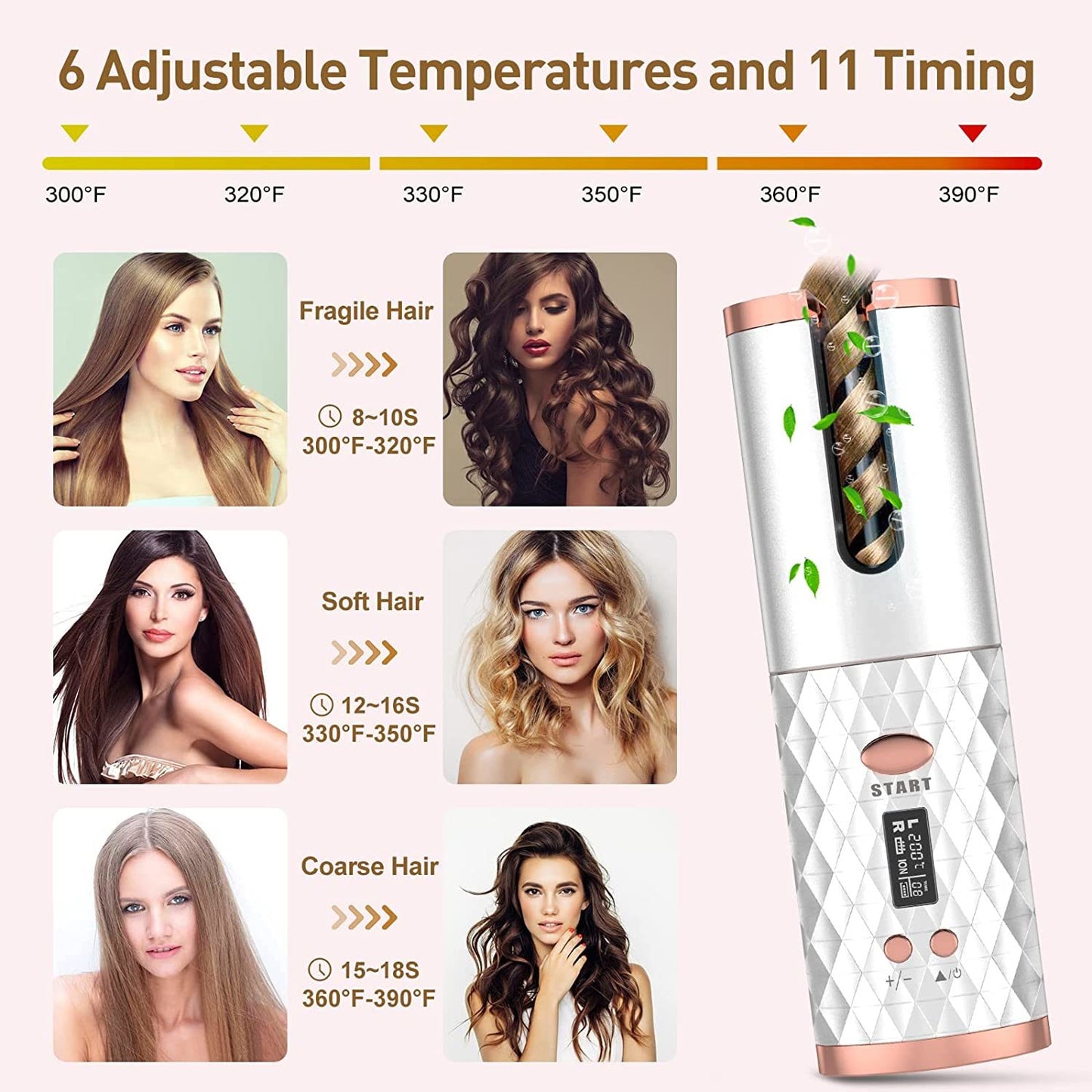 Cordless Automatic Hair Curler Curly Rotating Curling Wave